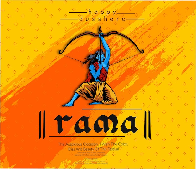 행복한 Dussehra Vijayadashami 힌두교 축제를 위한 Navratri 축제에 있는 Ravana를 죽이고 있는 Lord Rama