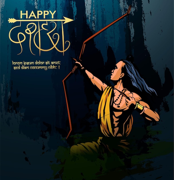 Vector lord rama killing ravana in navratri festival for happy dussehra vijayadashami hindu festival