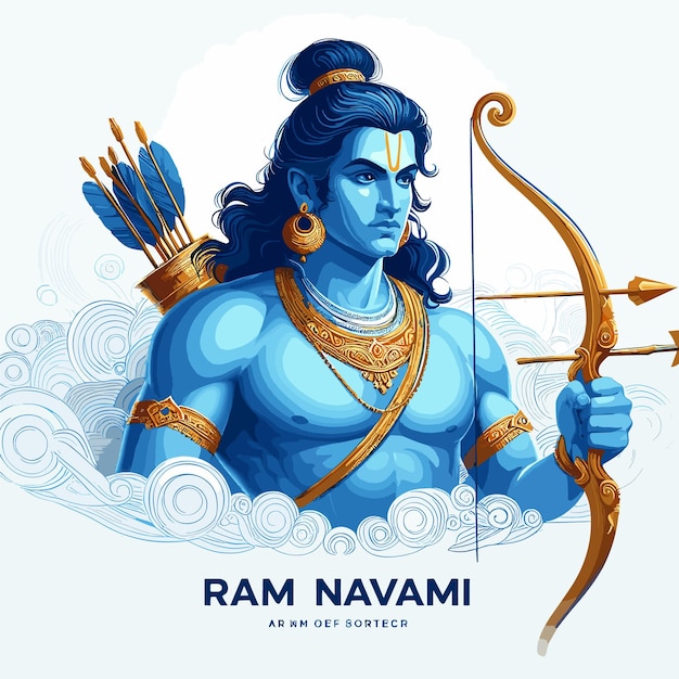 Vector lord rama vector illustration god ram navami special generated ai