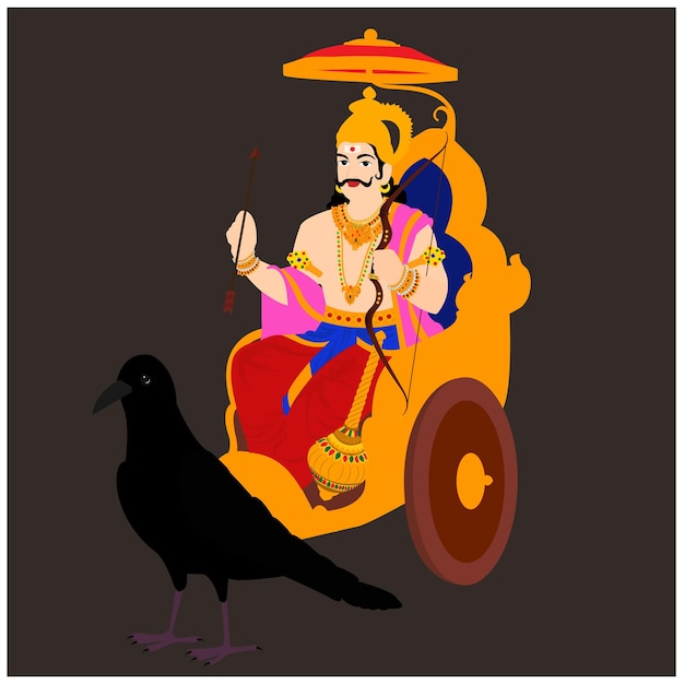 Vector lord shani indian hindu god vector illustration