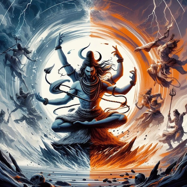 Lord Shiv Tandav artistiek vectorontwerp