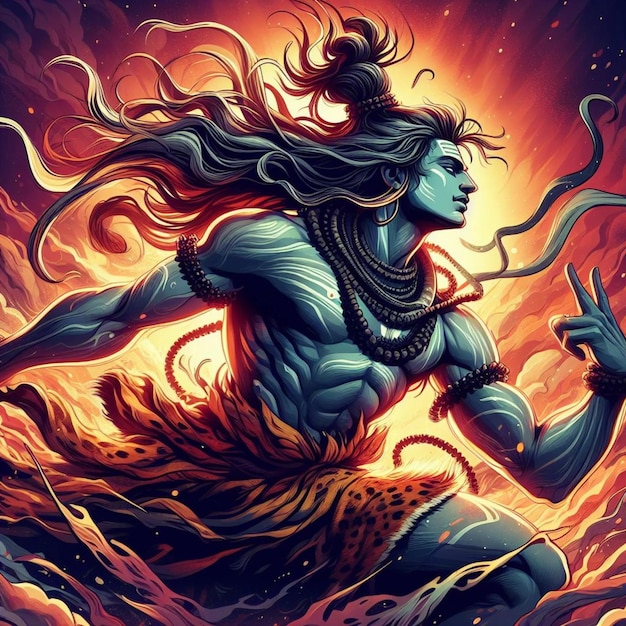 Lord Shiv Tandav artistiek vectorontwerp