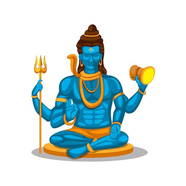 Lord shiva figura simbolo concetto di religione indù in cartone animato isolato in uno sfondo bianco