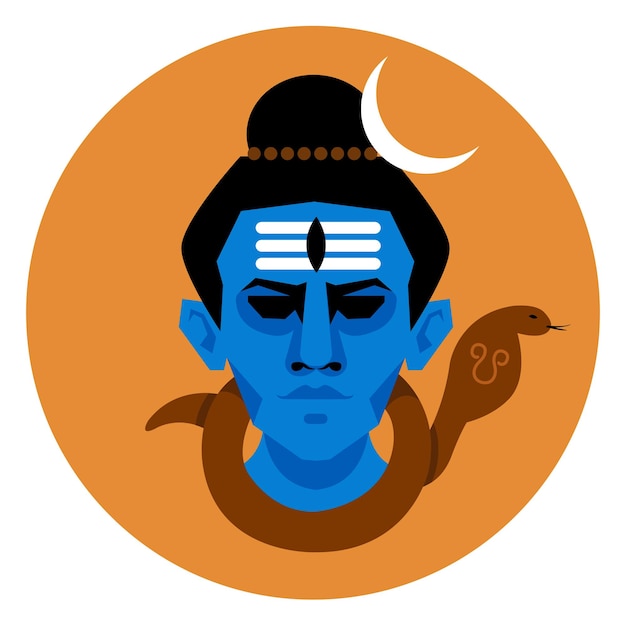 Vector lord shiva graphical face for maha shivratri