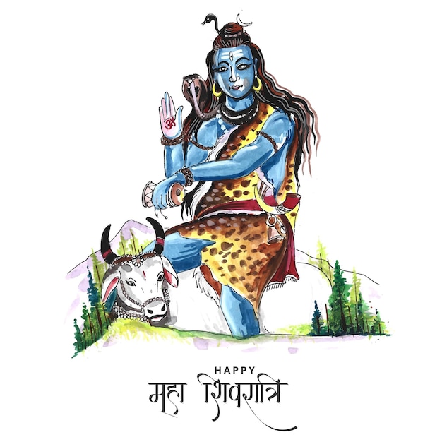 Lord shiva of india for traditional hindu festival maha shivaratri card background