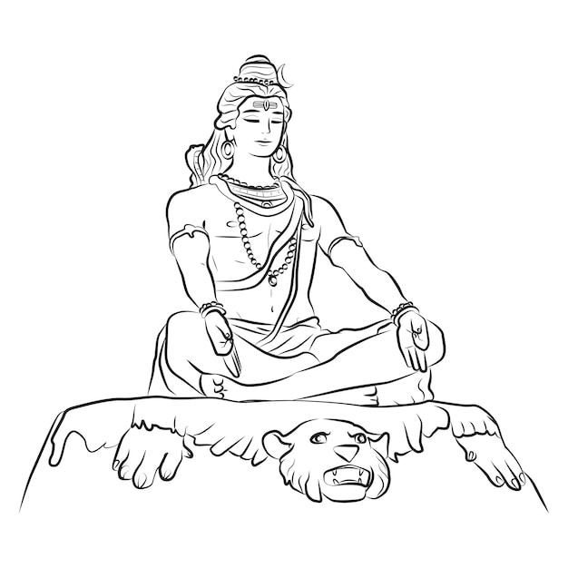 Vector lord shiva outline cartoon illustration