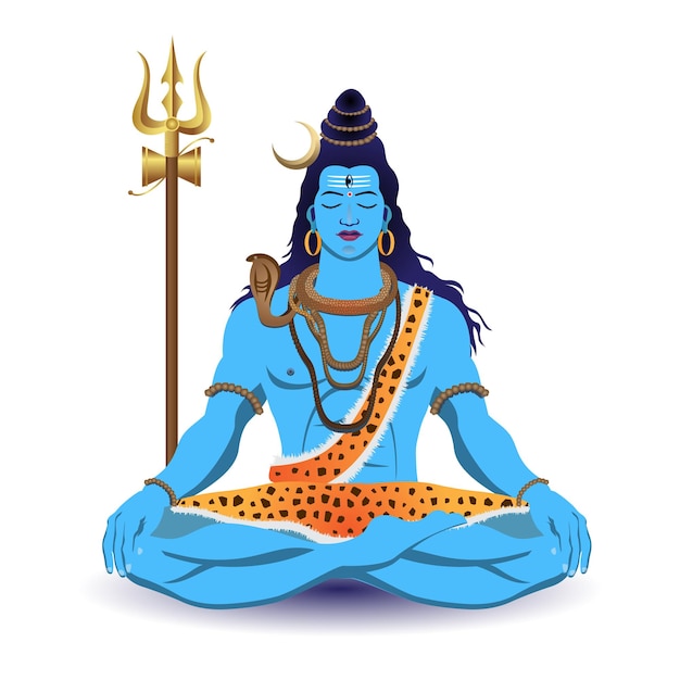 Vector lord shiva sitting meditation vector illustration