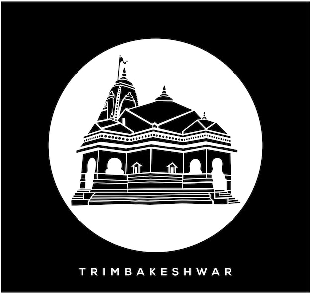 Lord shiva Trimbakeshwar Jyotirlinga temple vector icon Trimbakeshwar temple Nashik