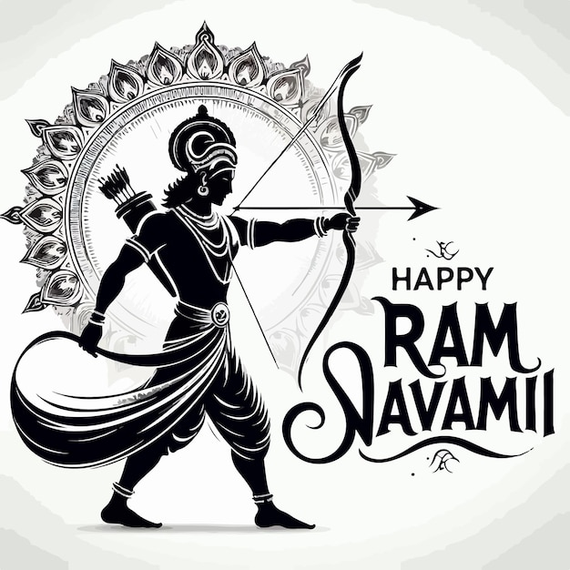 Vector lord shri ram navami festival wishes background hindu god rama
