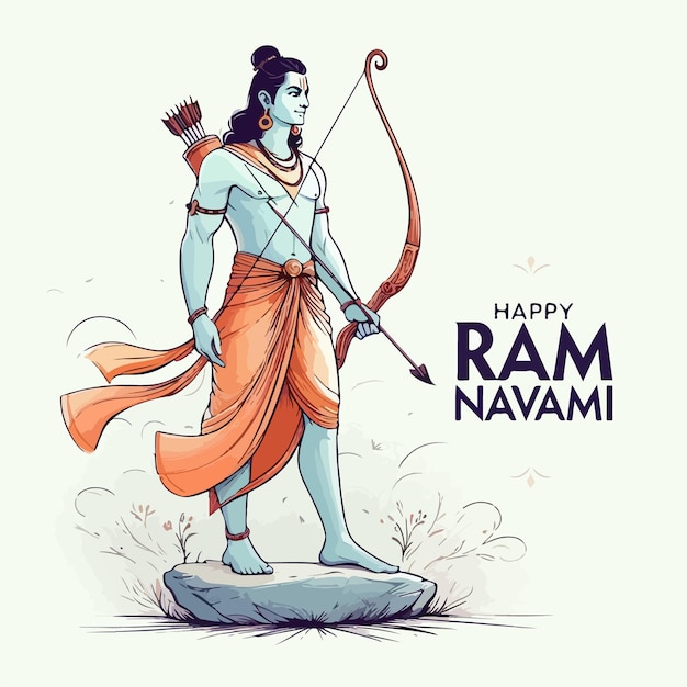 Vector lord shri ram vector illustratie ram navami speciale indiase feest god.