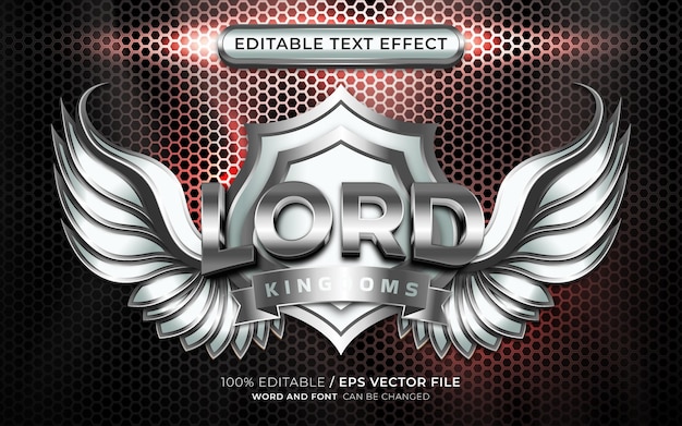 Lord silver 3d editable text effect with winged emblem