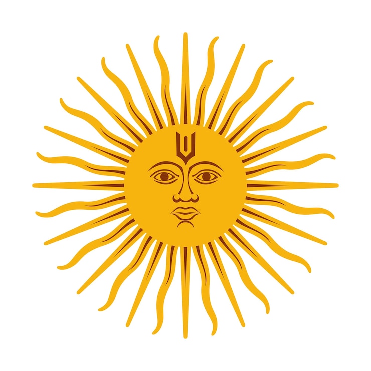 वेक्टर lord surya sun vector icon with face and tilak