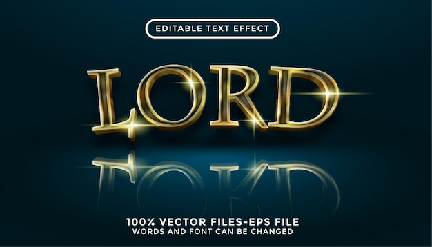 Lord text. editable text effect with gold style premium vectors