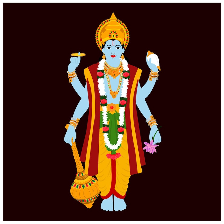 Vector lord vishnu indian hindu god vector illustration