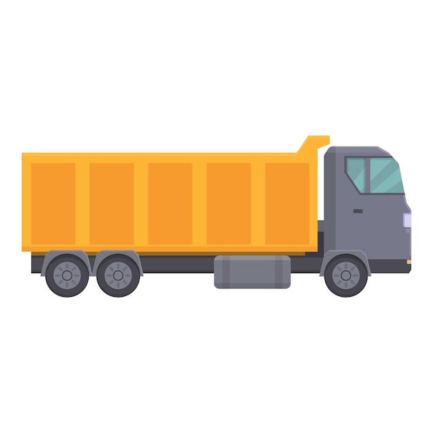 Vector lorry truck icon cartoon vector dumper truck building unload