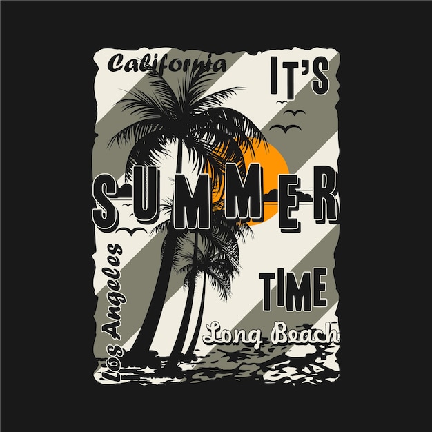 los angeles, california it's summer time, with palm tree   t shirt 