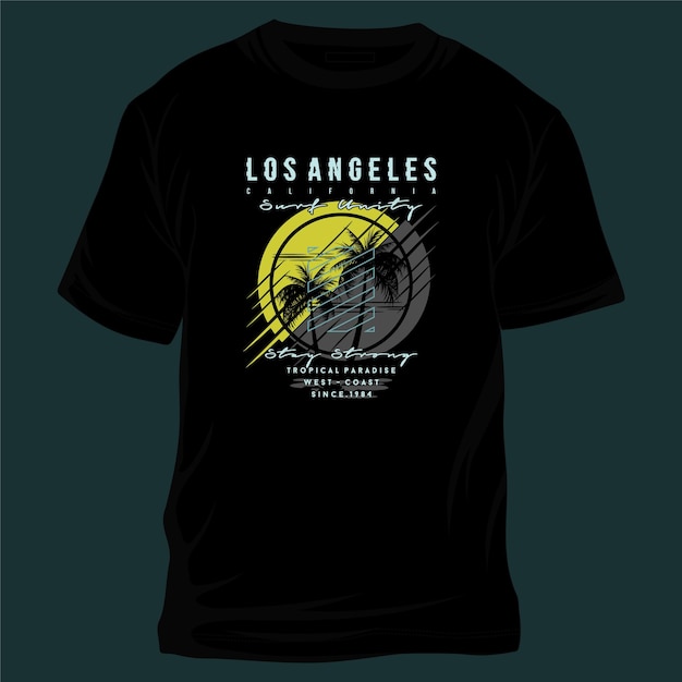 T shirt con stampa vettoriale grafica a tema tramonto los angeles california