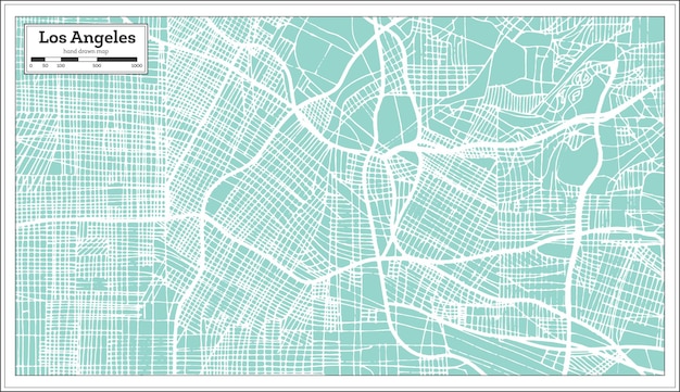 Los angeles california usa city map in retro style. outline map.