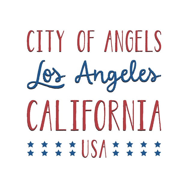 Вектор Ручная надпись лос-анджелеса с городом ангелов и калифорнийской типографикой