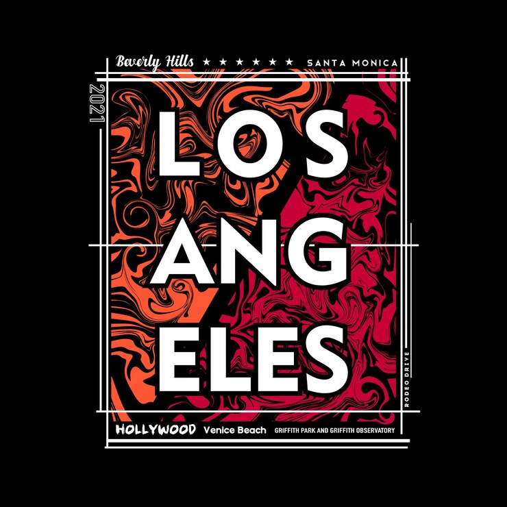 Los Angeles tshirt and poster graphic design in abstract style Vector illustration