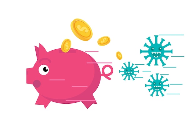 Losse money concept, coronavirus pandemic global impact. World financial crisis. Vector illustration.