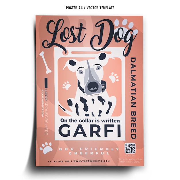 Vector lost dog poster template