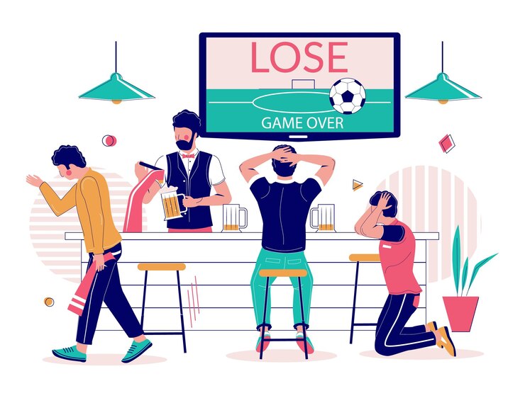 Vector lost football match vector flat style design illustration