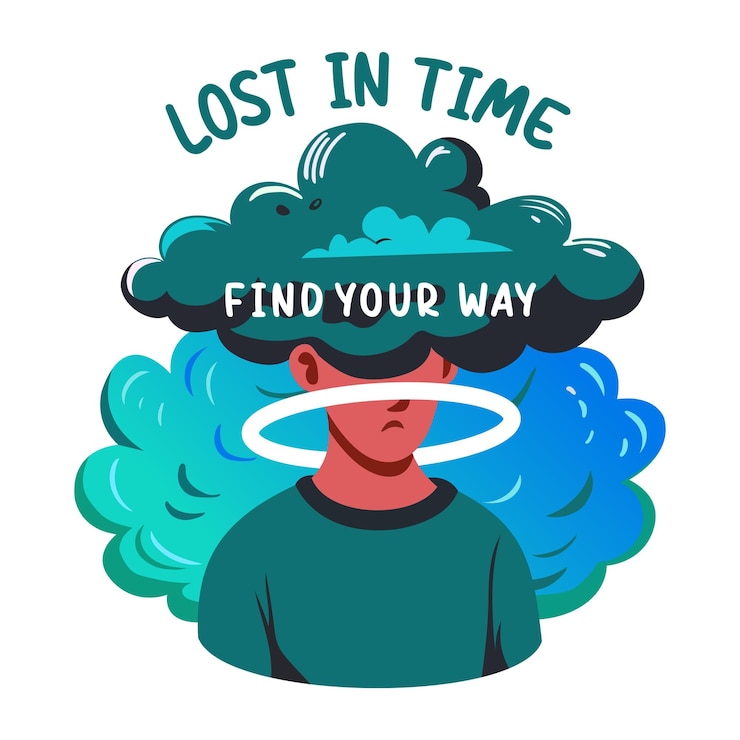 वेक्टर lost mind character illustration in flat style