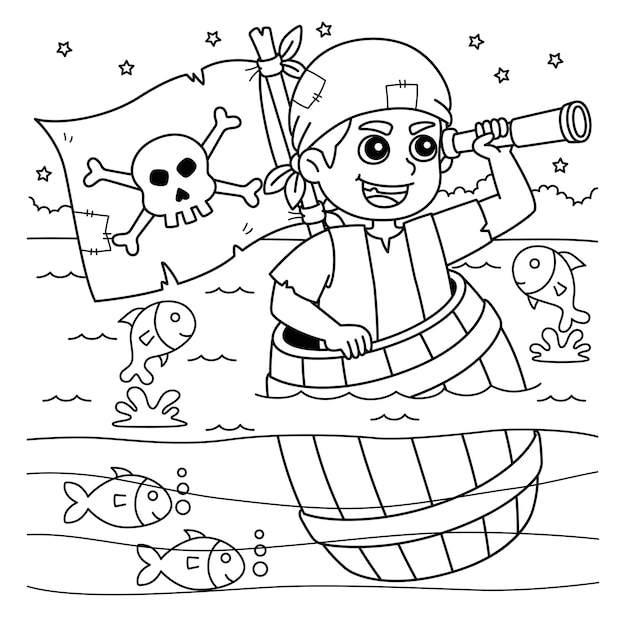 Lost Pirate Coloring Page for Kids