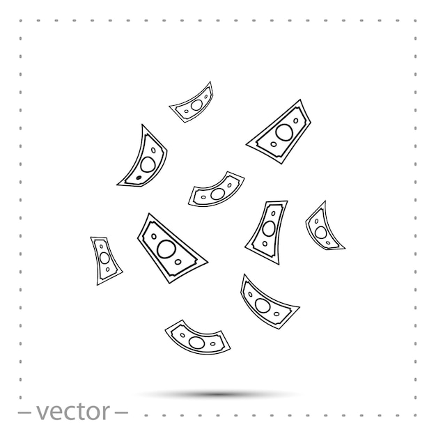 a lot of paper banknotes falling dollar icon vector