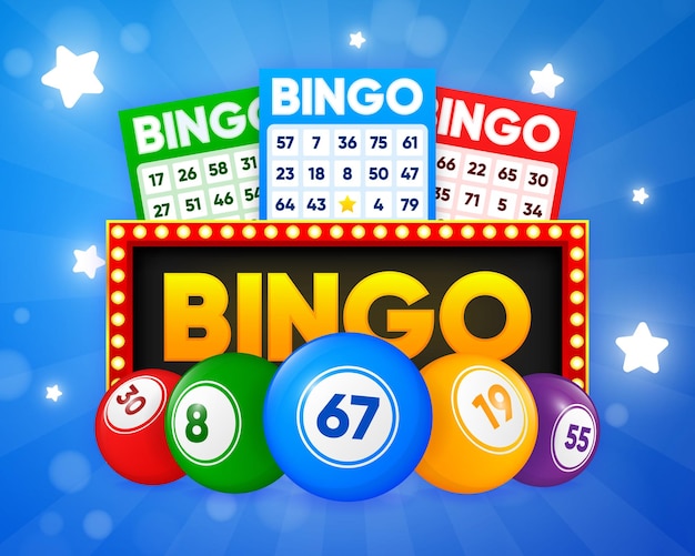 Loterijkaartjes en nummerballen Lotto bingokaarten met nummers keno gokken Kleurrijk gokblad