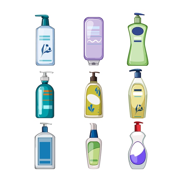 Lotion set cartoon vector illustration