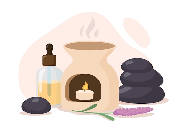 Lotion with rocks for SPA concept Aesthetics and elegance Body and skin care Rest and relax Poster or banner for website Cartoon flat vector illustration isolated on white background