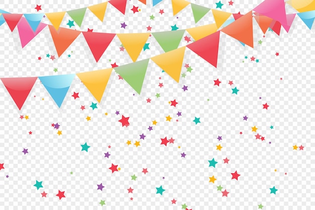 Vector lots of colorful tiny confetti and ribbons on transparent background. festive event and party.