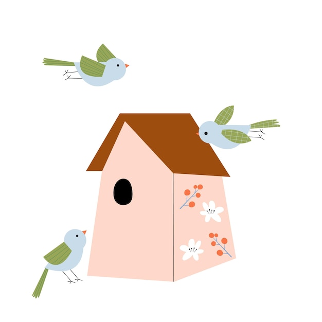 Lots of cute houses for birds with different shapes and decorations