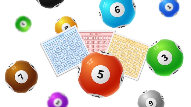 Lottery balls. bingo gaming victory tickets, keno lottery play.