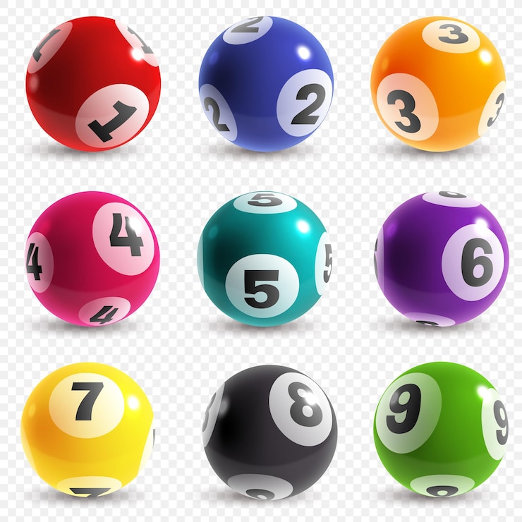Vector lottery balls. lotto game balls with numbers, bingo lucky instant jackpot win. lottery internet leisure gamble, realistic isolated set