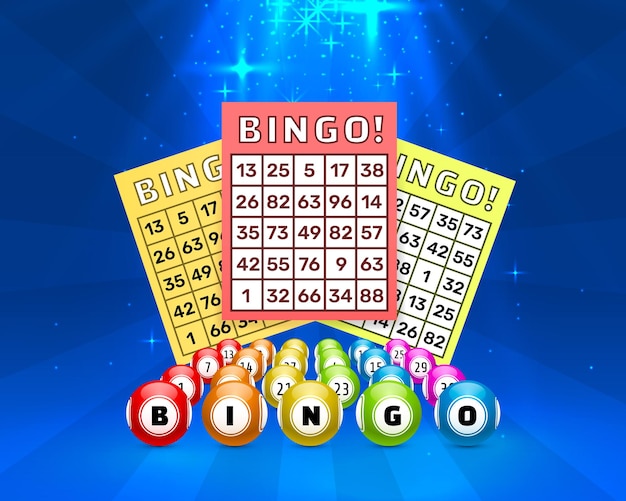 Lottery bingo game balls with number cards