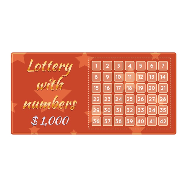 Vector lottery ticket for drawing money prizes game with numbers