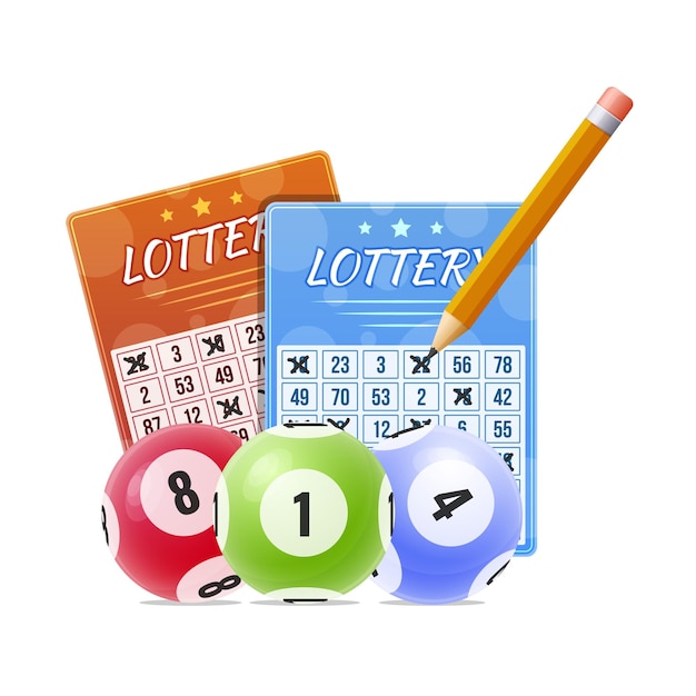 Vector lottery with marked winnings numbers balls with numbers for game