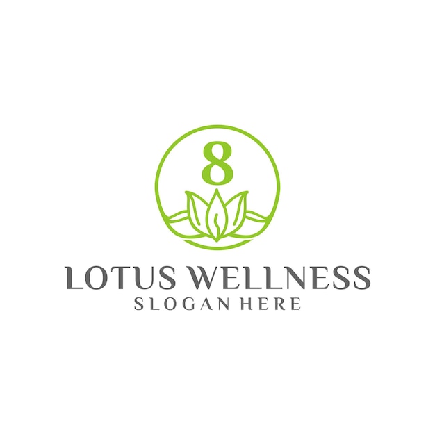 Lotus 8 wellness logo design