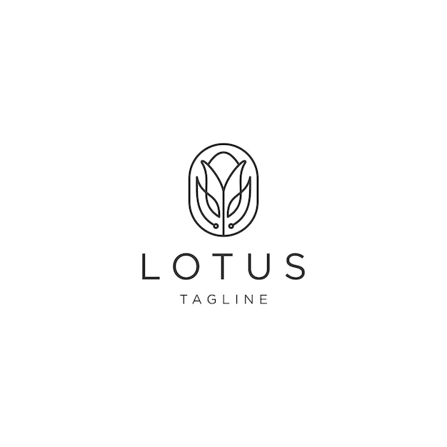 Lotus bloem lijn kunst logo pictogram ontwerp sjabloon platte vector