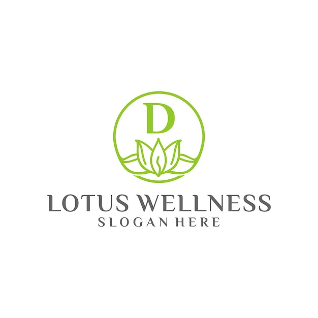 Lotus d wellness logo design