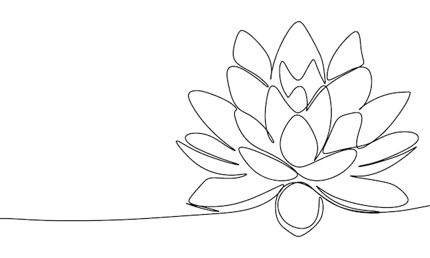 Lotus één lijn continue Lijnkunst Lotus Hand getekende vectorkunst