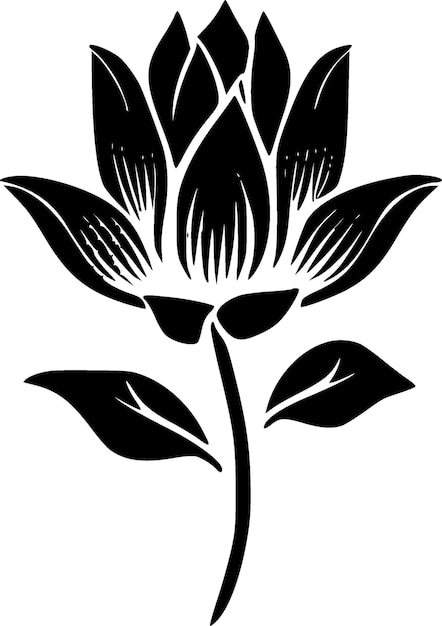 Vector lotus flower black and white isolated icon vector illustration