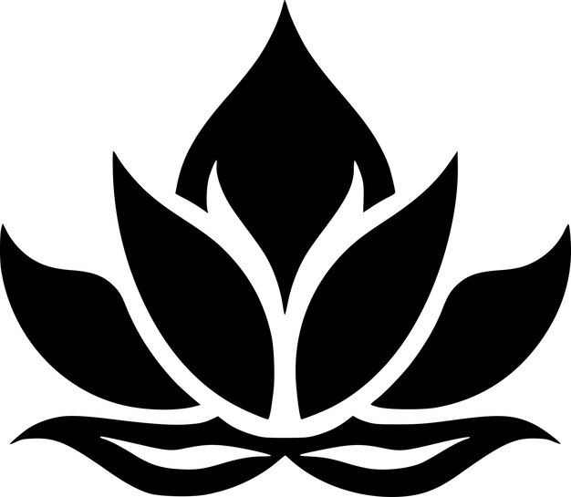 Vector lotus flower black and white isolated icon vector illustration