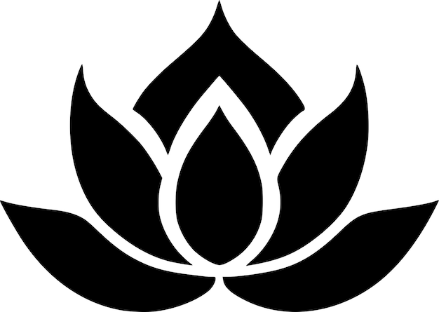 Vector lotus flower black and white isolated icon vector illustration