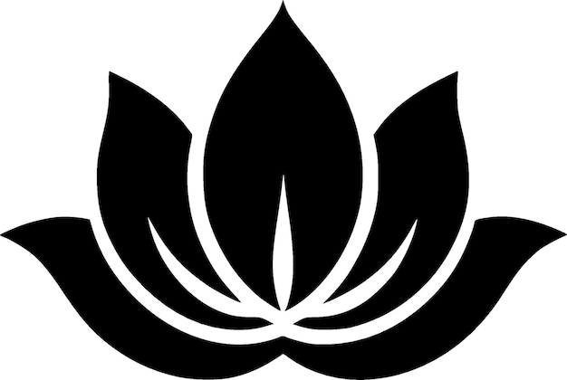 Vector lotus flower black and white vector illustration