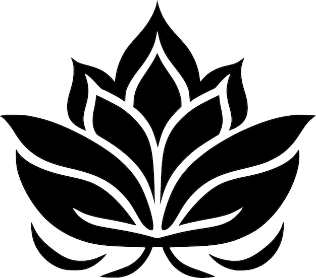 Vector lotus flower black and white vector illustration