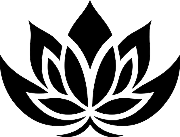 Vector lotus flower black and white vector illustration